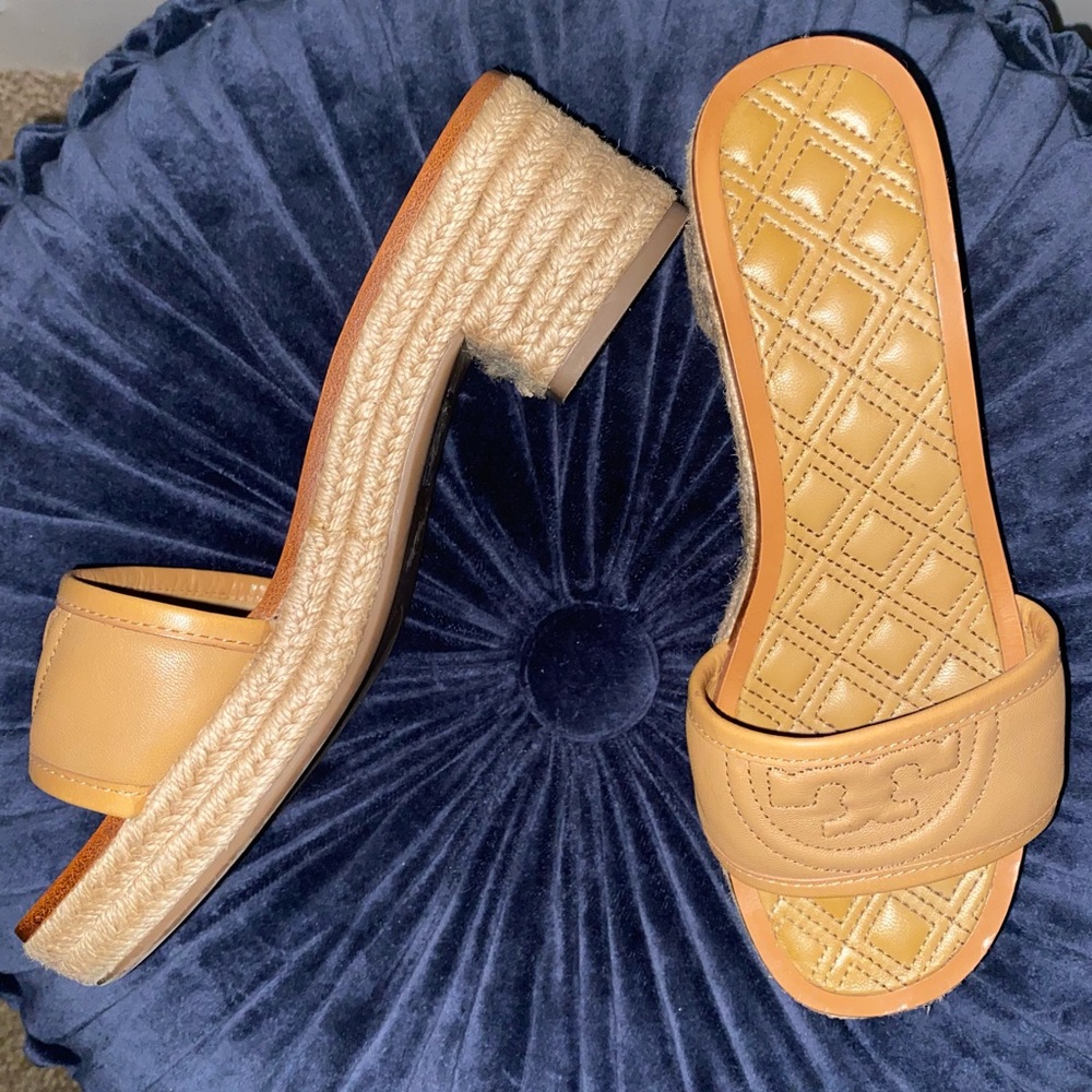 Tory Burch Fleming espadrille slides tan size 6.5